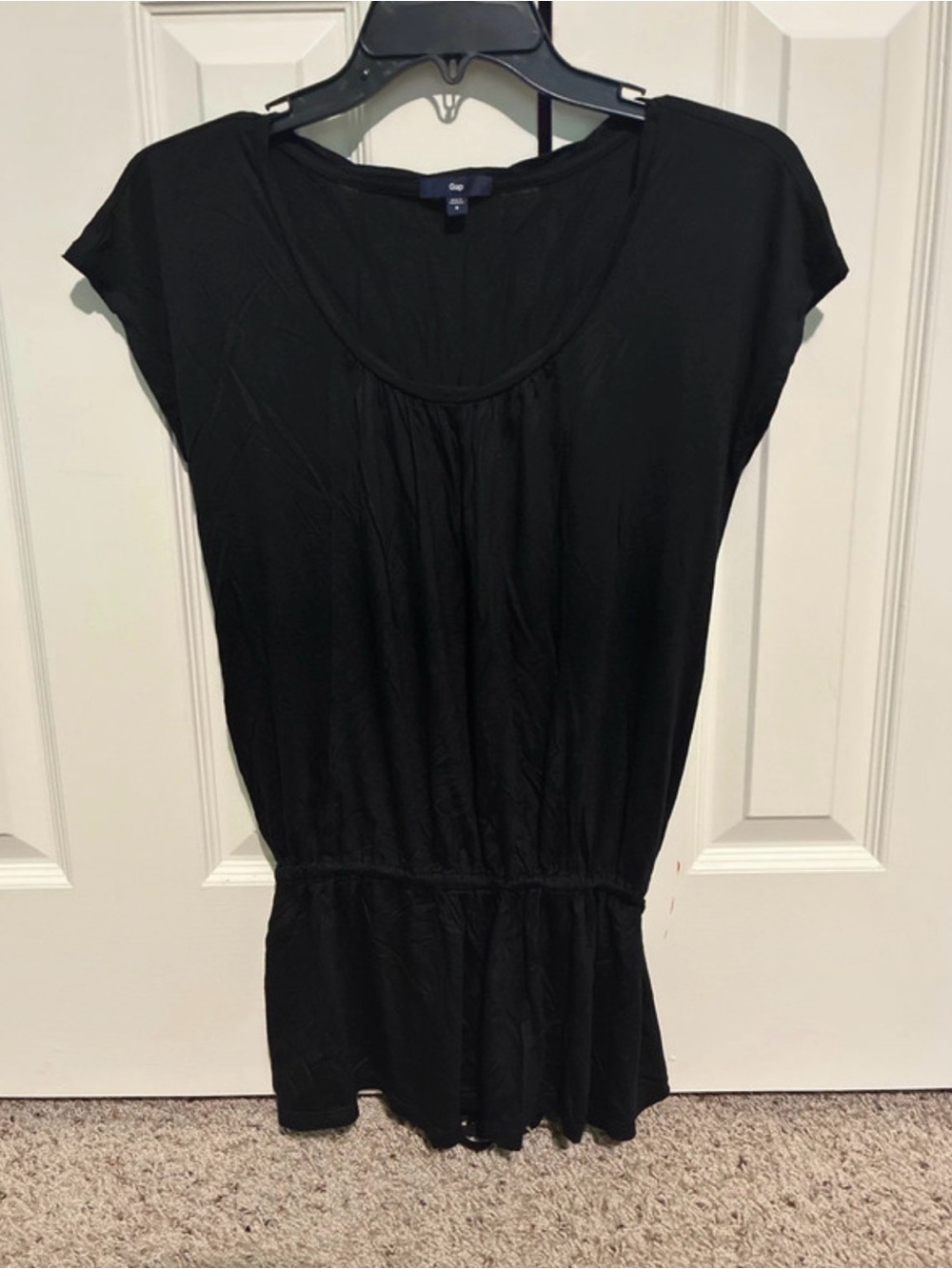 Women’s Gap Black Size Small S Tie Drop Waist Top Short Sleeve